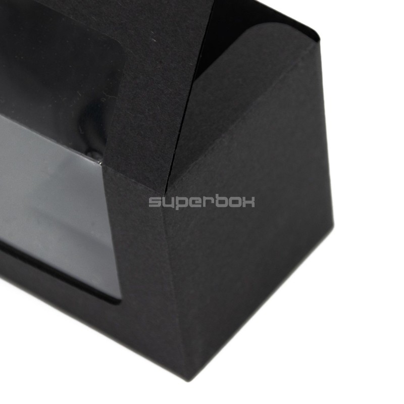 Schwarze Box für drei Gläser mit transparentem Fenster