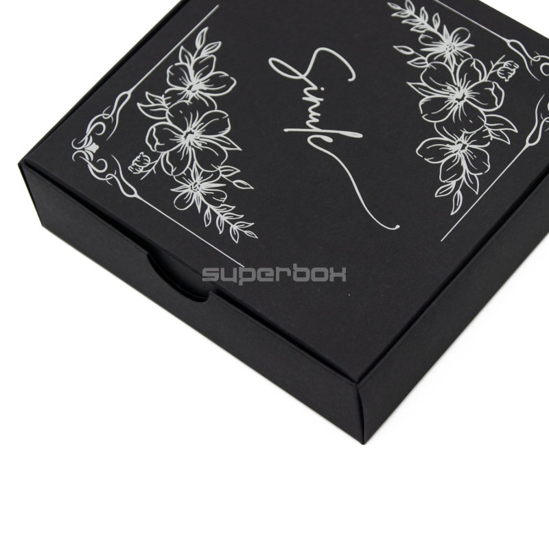 Small Square Gift Box from Black Decorative Cardboard Small Square Gift Box from Black Decorative Cardboard