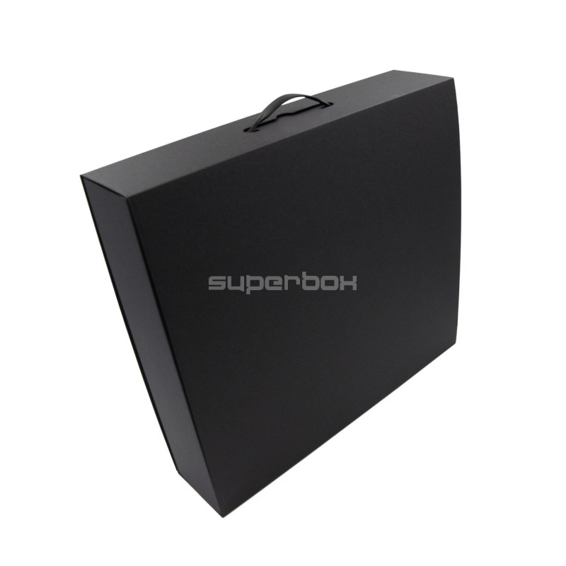 Black Large Gift Box of Suitcase Type with Textile Handle