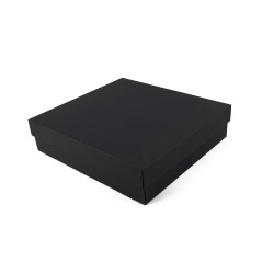 Didelė juoda kvadratinė dovanų dėžė, 10 cm aukščio