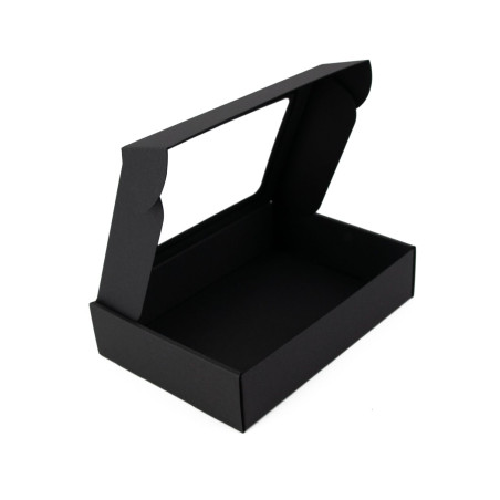Schwarze Schnellverschluss-Box, 5 cm hoch, mit PVC-Fenster