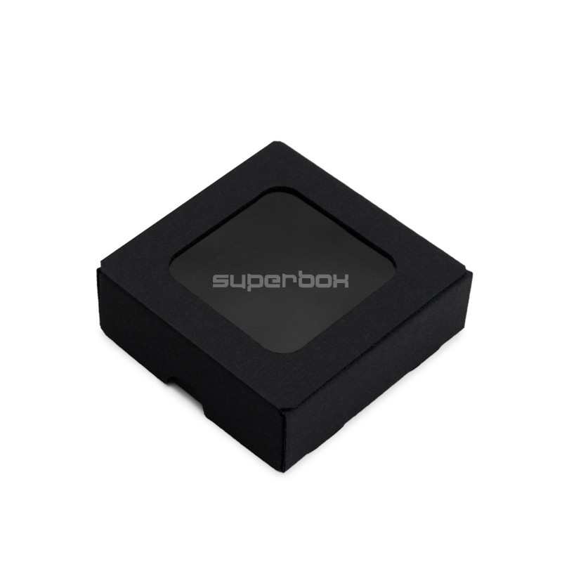 Schwarze Mini-Box aus Wellpappe mit Fenster