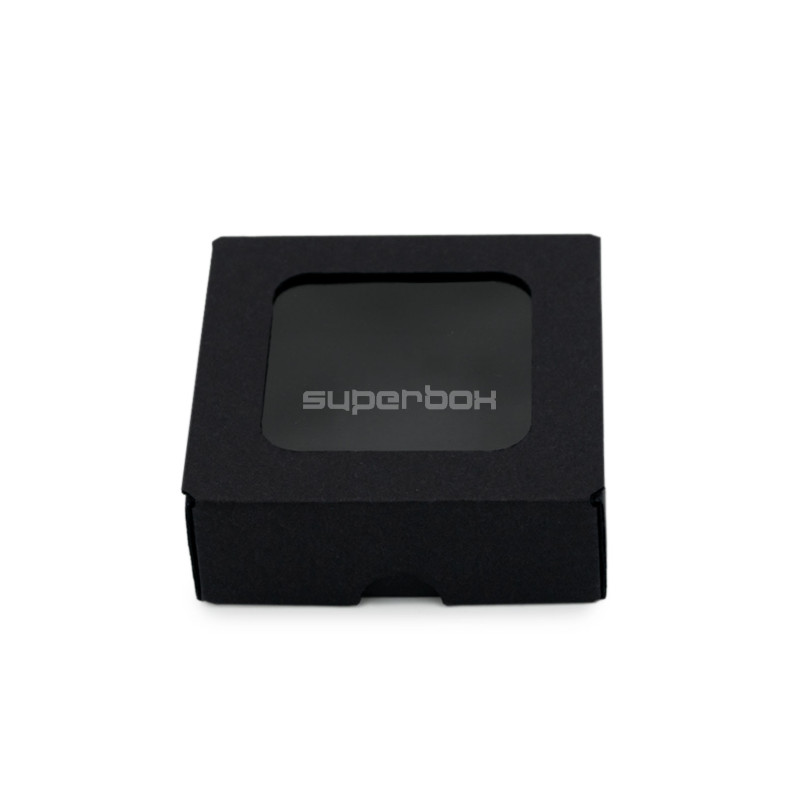 Schwarze Mini-Box aus Wellpappe mit Fenster
