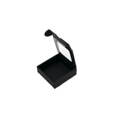Schwarze Mini-Box aus Wellpappe mit Fenster