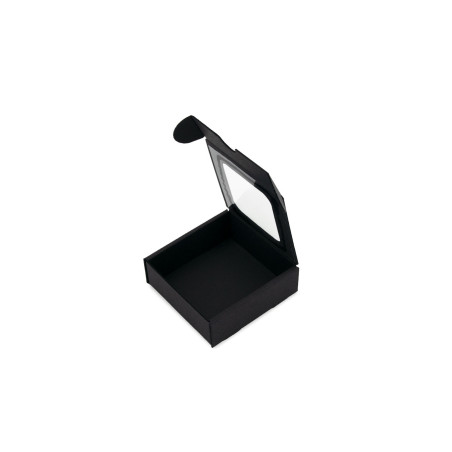Schwarze Mini-Box aus Wellpappe mit Fenster