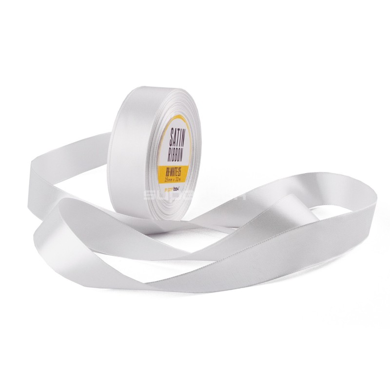 Elegantes weißes Satinband, 25 mm Breite
