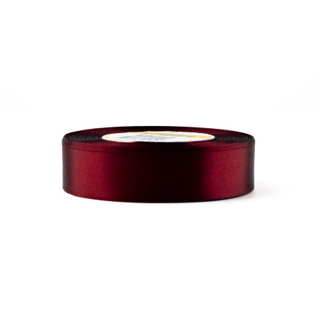 Burgundy satin ribbon – glossy, 25 mm wide, 32 m roll