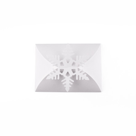 Weiße Karten-Umschlag mit Schneeflocken | 150x110 mm | Superbox