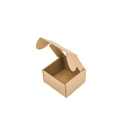 Braune Mini-Würfelbox mit Klarsichtfenster