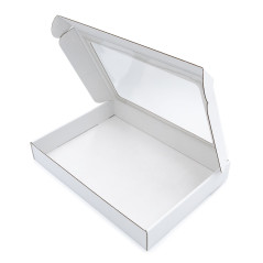 Weiße dekorative Geschenkbox für Kalender oder Fotoalbum mit Klarsichtfenster
