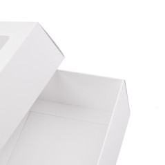 Weiße Große Quadratische Box mit PVC-Fenster | 300x300x150 mm