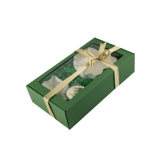 Grüne Geschenkbox mit Fenster für Flasche | 340x195x85 mm | Superbox