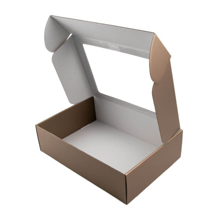 Gedämpfte goldene A4-Geschenkbox mit PVC-Fenster