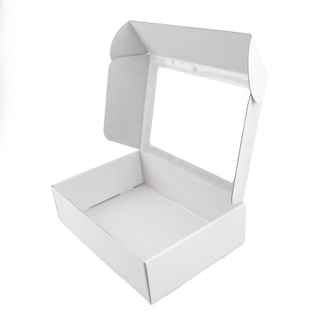 Weiße A4-PREMIUM-Geschenkbox mit goldenen Linien