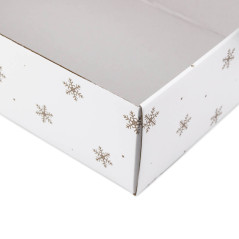 Weiße Geschenkbox mit Goldschneeflocken | 305x215x85 mm | Superbox