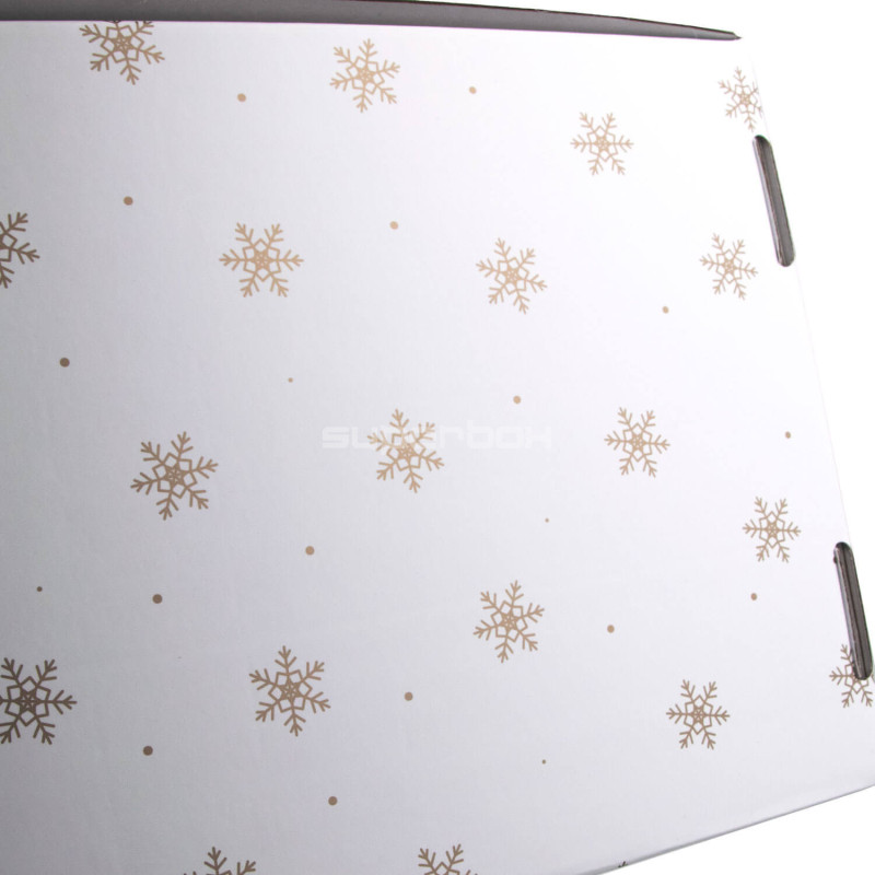 Weiße A4-Geschenkbox mit goldenen Schneeflocken Weiße A4-Geschenkbox mit goldenen Schneeflocken