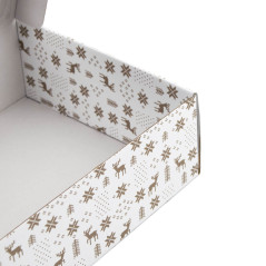 Weiße Quadratische Geschenkbox mit Weihnachtsdesign | 220x220x90 mm