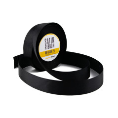 Klassisches schwarzes Satinband, 25 mm Breite