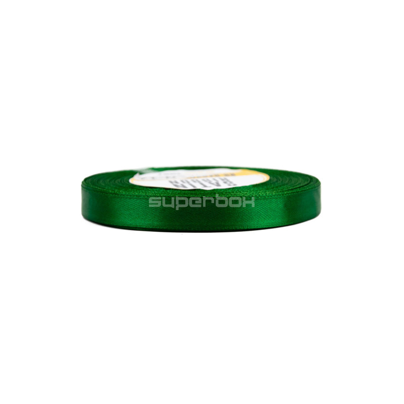 Schmales dunkelgrünes Satinband | 12 mm x 32 m | Superbox