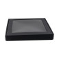 Schwarze quadratische Box mit Fenster, niedrige Höhe | 250x250x30 mm