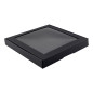 Schwarze quadratische Box mit Fenster, niedrige Höhe | 250x250x30 mm