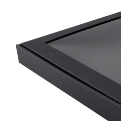 Schwarze quadratische Box mit Fenster, niedrige Höhe | 250x250x30 mm