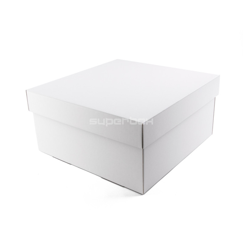 Große Weiße Quadratische Box mit Deckel | 300x300x150 mm | Superbox