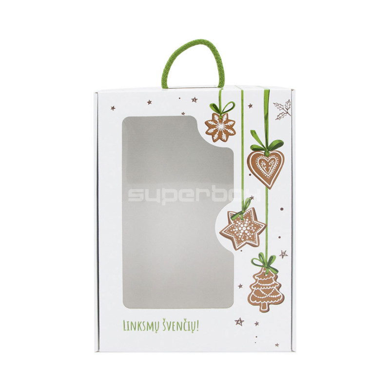 Weißer Weihnachtsgeschenk-Koffer mit grünem Griff