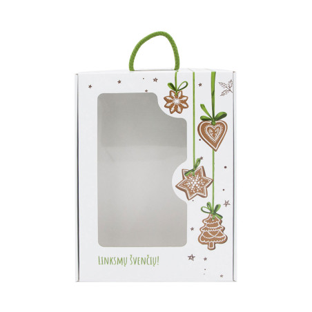 Weißer Weihnachtsgeschenk-Koffer mit grünem Griff
