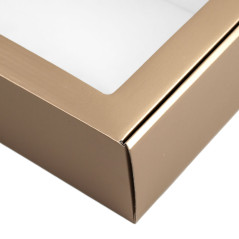 Gedämpfte Gold-Geschenkbox mit Klarem Fenster | 340x195x85 mm