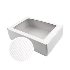 Weiße A4-Geschenkbox mit Goldlinien | 305x215x85 mm | Superbox