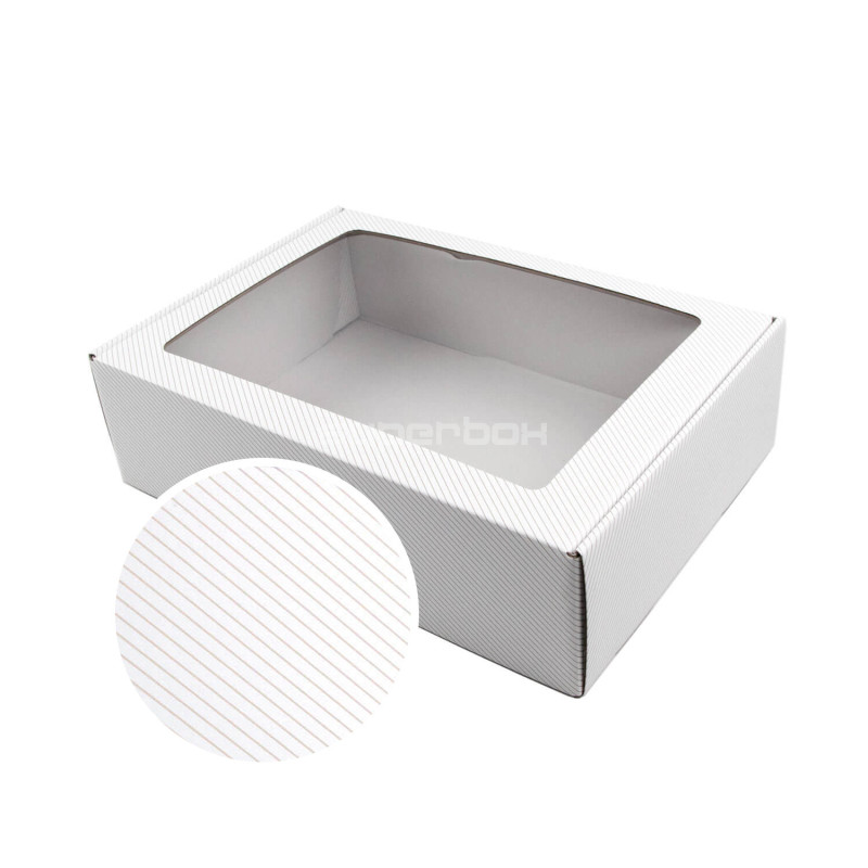 Weiße A4-Geschenkbox mit Goldlinien | 305x215x85 mm | Superbox