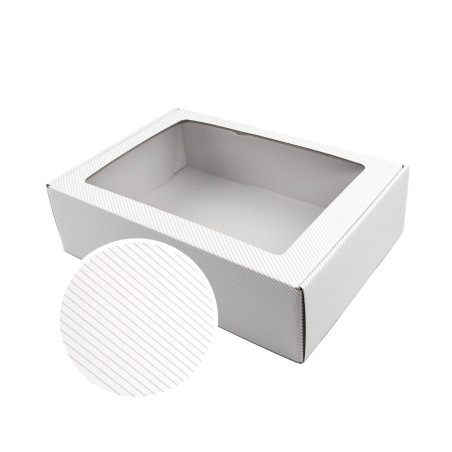 Weiße A4-Geschenkbox mit Goldlinien | 305x215x85 mm | Superbox