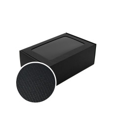Schwarze Schachtel mit PVC-Fenster & Linien | 220x150x85 mm