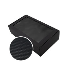 Schwarze Verlängerte Box mit Fenster | 340x195x85 mm | Superbox