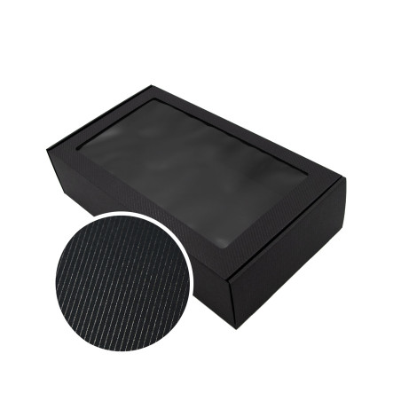 Schwarze Verlängerte Box mit Fenster | 340x195x85 mm | Superbox