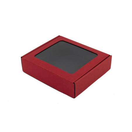 Rote kleine Geschenkbox mit PVC-Fenster | 190x170x48 mm | Superbox