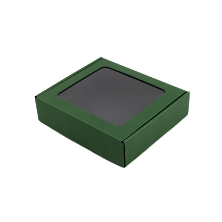 Grüne kleine Geschenkbox mit Fenster | 190x170x48 mm | Superbox