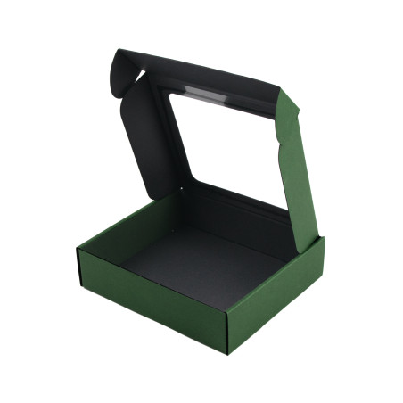 Kleine grüne Geschenkbox mit Fenster, 5 cm hoch