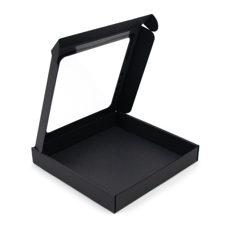 Schwarze Box mit PVC-Fenster, 3 cm hoch