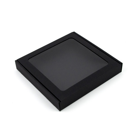 Schwarze Box mit PVC-Fenster, 3 cm hoch | 200x200x30 mm | Superbox
