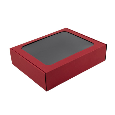 Rote Geschenkbox mit Klarem Fenster | 340x280x85 mm | Superbox