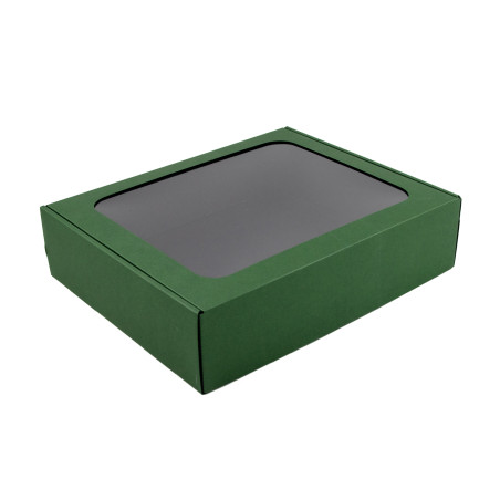 Grüne Geschenkbox mit Klarem Fenster | 340x280x85 mm | Superbox