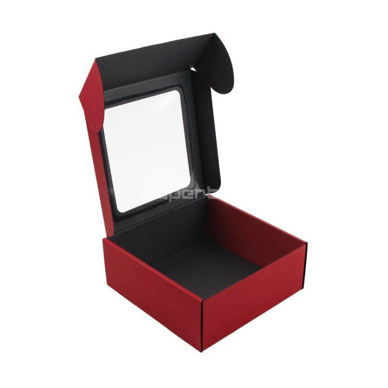 Bright Red Box with a PVC Window for Packing Sauce Jars