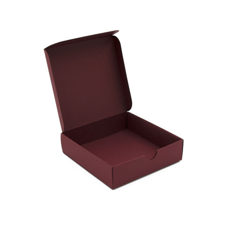 Kleine quadratische Geschenkbox aus bordeauxfarbenem dekorativem Karton