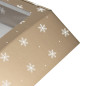 Gedämpfte goldene Geschenkbox mit Schneeflocken | 220x220x90 mm