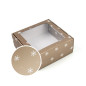 Gedämpfte goldene Geschenkbox mit Schneeflocken | 220x220x90 mm