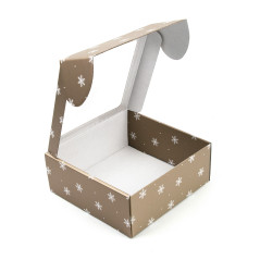 Gedämpft goldene quadratische Geschenkbox mit Schneeflocken