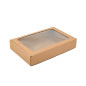 Braune Geschenkbox mit PVC-Fenster 5 cm hoch | 280x190x50 mm