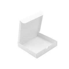 Weiße quadratische Box mit eingelassenem Kartondeckel
